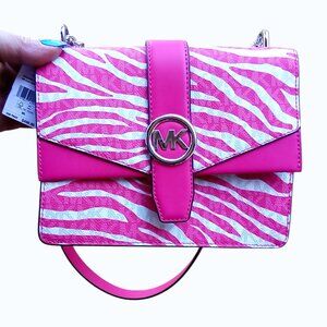 Michael Kors NEW $498 Pink Flap Monogram Combo Strap Crossbody Shoulder Bag